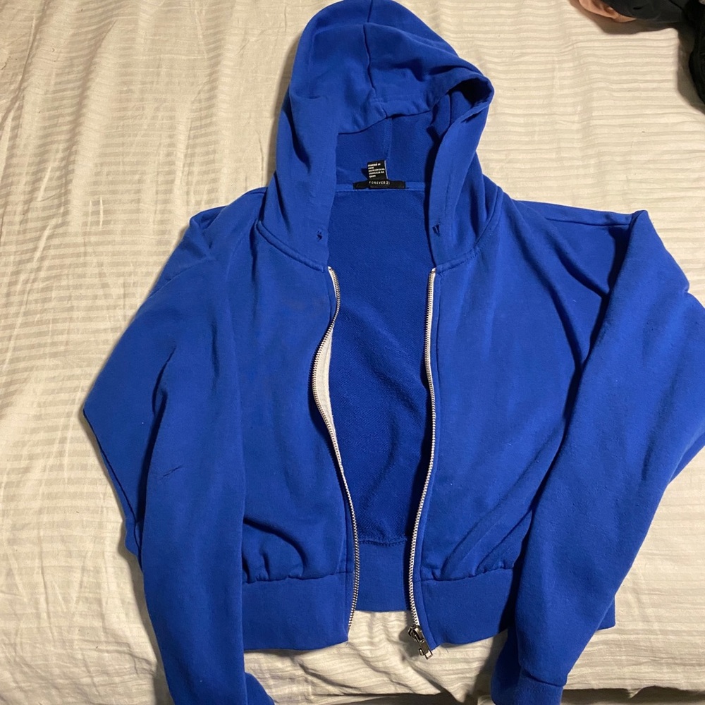 Forever 21 cropped blue jacket